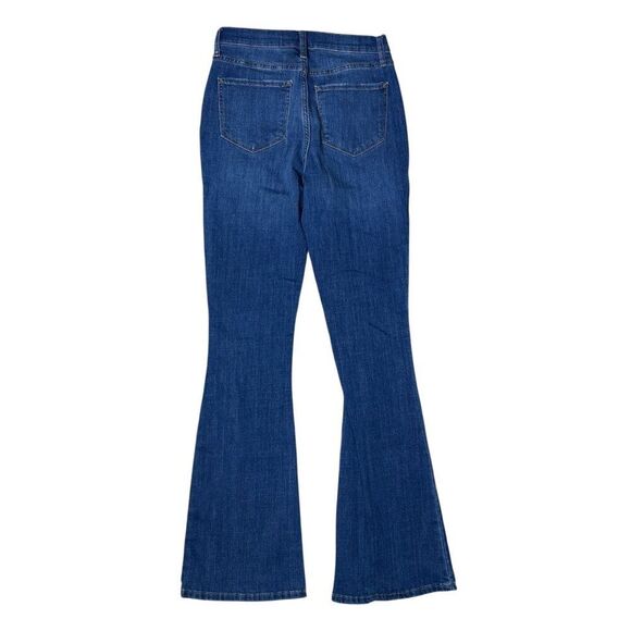 a.n.a High Rise Flare Distressed Jeans Size 4 Tall Dark Denim - Picture 2 of 9